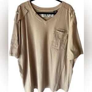 Men's Casual Pocket V-Neck Shirt in Beige